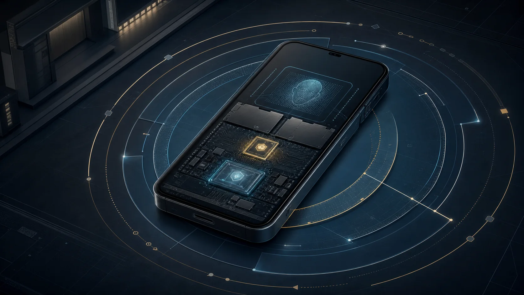 Concept image of Meridian Phone secure chips, privacy boundary and audit paths